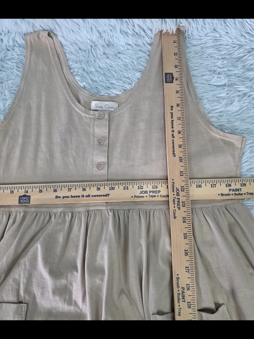 Pierre Cardin‎ Vintage Tan Cotton Sleeveless Maxi Dress with Pockets - Size L